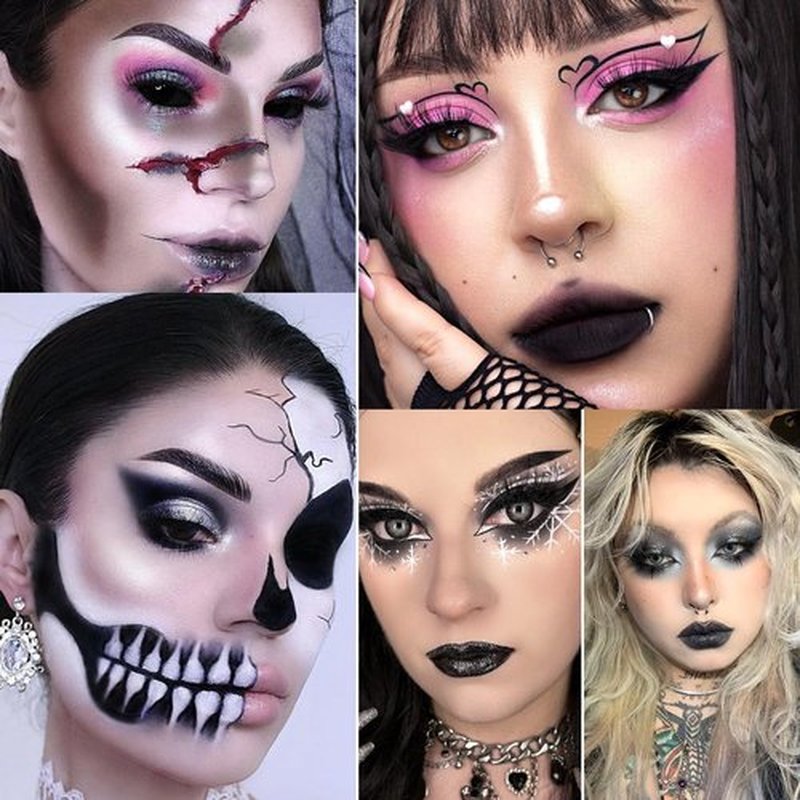 Afflano Goth Pink Eyeshadow Palette, Black Silver Pink Smokey Eyes Makeup Eyeshadow Pallet With Mirror, for Goth Girls Women Long Lasting Daily Valentine makeup, Emo Halloween Clown SFX Gothic Looks