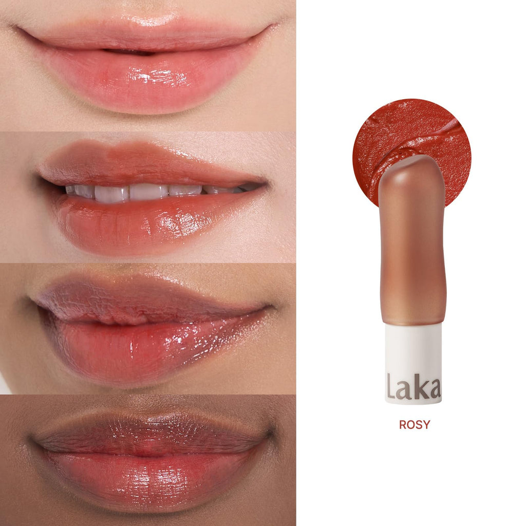Laka Soul Vegan Lip Balm (4 Shades) Tinted, 3.9g/0.13oz, Deep Nourishing Plant-Based Lip Moisturizer, Vegan Lip Balm for Dry, Cracked and Chapped Lips (#Rosy)
