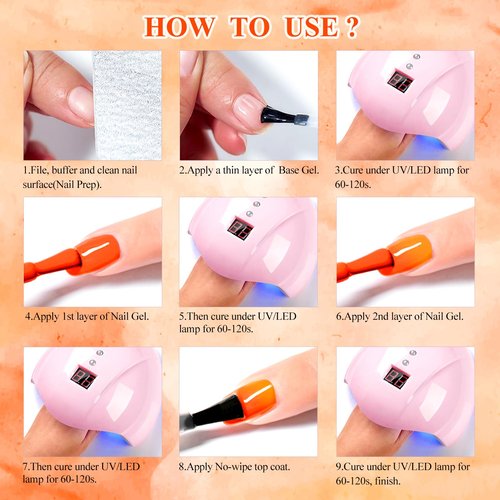 MEET ACROSS Color Changing Gel Nail Polish, 12 Colors Pink Blue Purple Orange Neon Mood Temperature Change Gel Polish Set Soak Off DIY Home Nail Art Gift For Girsl