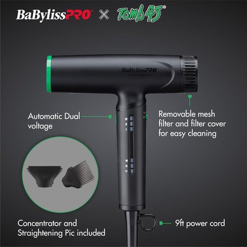BaBylissPRO Nano Titanium Hair Dryer - Limited Edition Light Ionic Technology | Tomb45 Collection