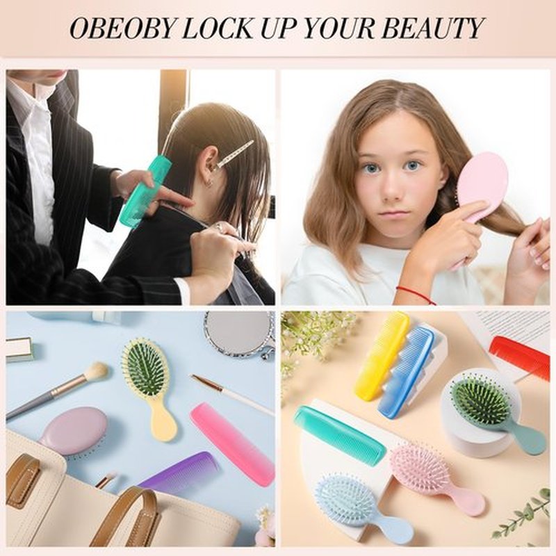 30 Pcs Mini Wet Hair Brush and Wide Hair Combs, Travel Detangling Brush for Most Hair Types Mini Brush Bulk for Easter Basket Stuffers