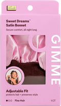 GIMME Beauty Sweet Dreams Satin Bonnet - Ultra-Soft & Breathable Sleep Bonnet - Frizz-Free Hair - Pink, 1 Count
