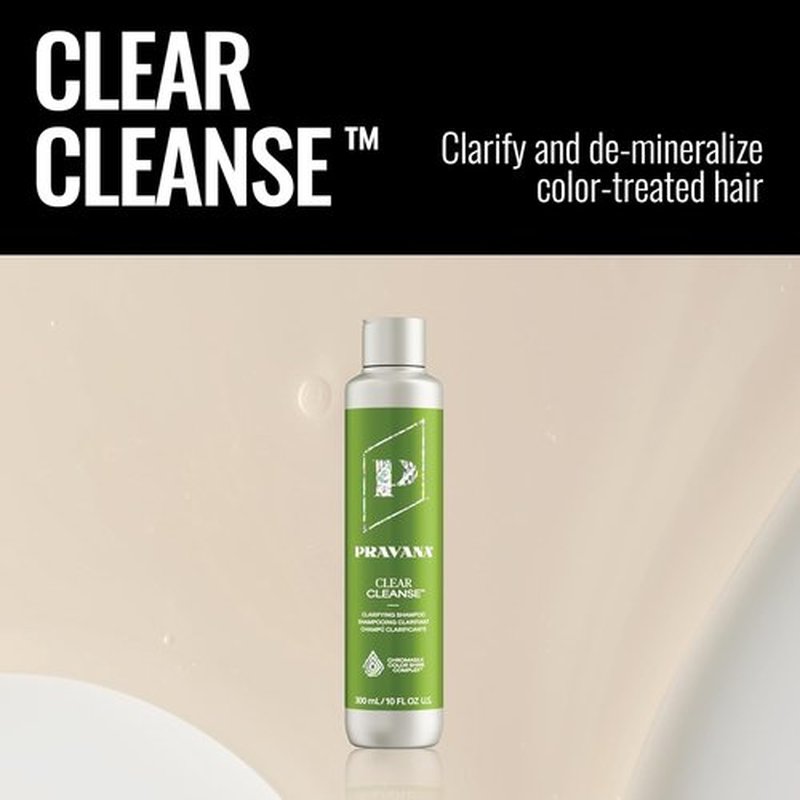 Pravana Clear Cleanse Shampoo - Clarifying Formula for Color Treated Hair | Removes Hard Water Deposits | Hydrates & Volumizes