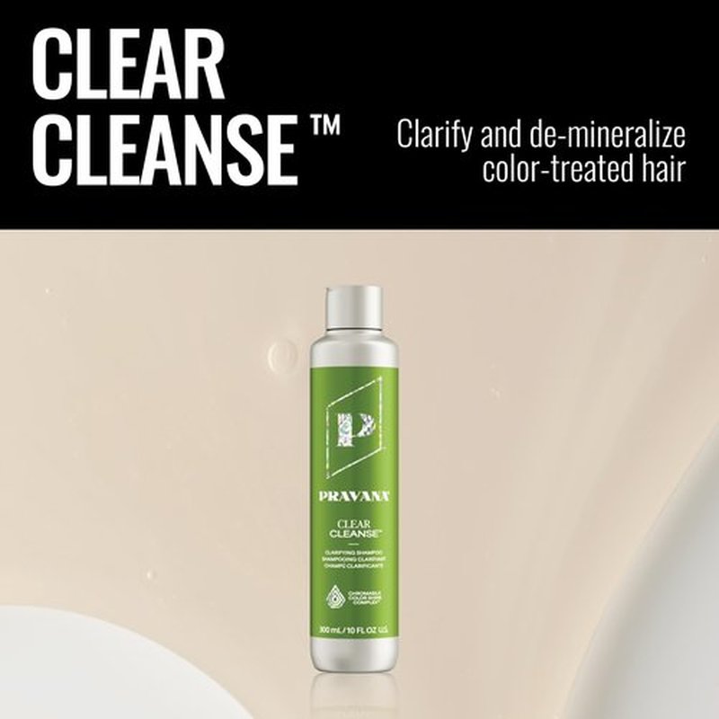 Pravana Clear Cleanse Mineral Diminishing Shampoo | For Clarifying Color-Treated Hair | Instantly Removes Hard Water Deposits | Hydrates, Energizes, Volumizes | Eliminates Discoloration | 10 Fl Oz
