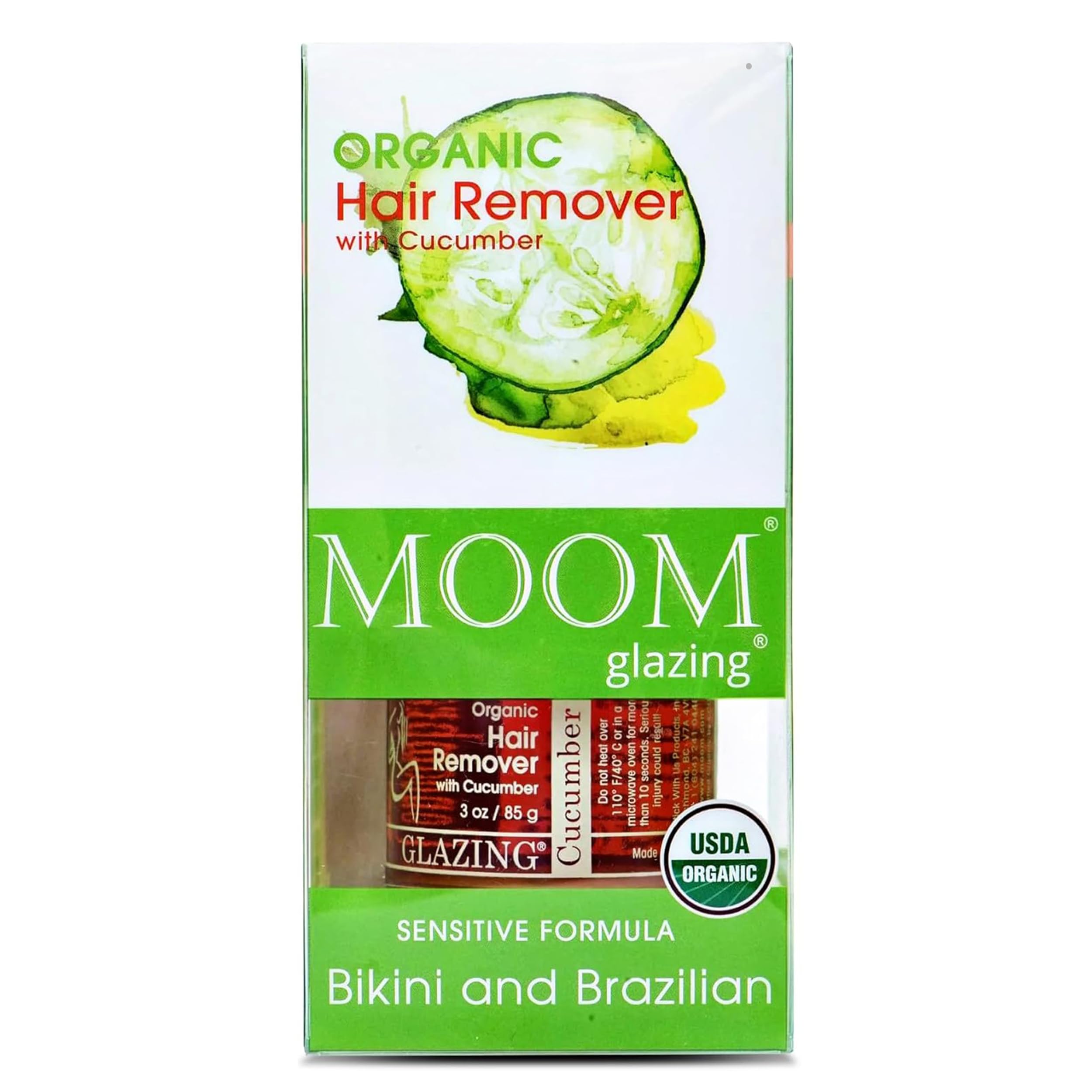 MOOM USDA Cucumber Organic Hair Removal Sugar Wax for Bikini Line - 3 oz