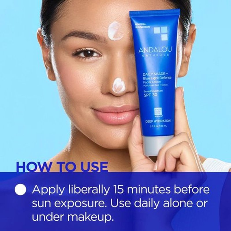 Andalou Naturals Clear Skin Sunscreen SPF 30 - Lightweight, Non-Greasy Facial Sunblock Lotion | 2.7 fl oz