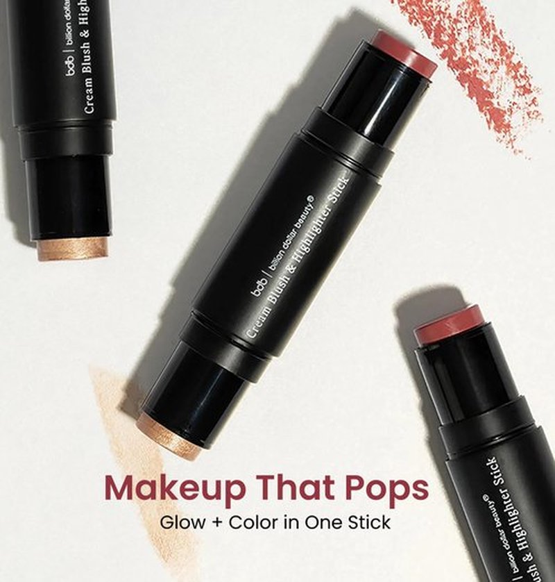 bdb Makeup Lip & Highlighter, Creamy Blush, Hydrating & Long-Lasting