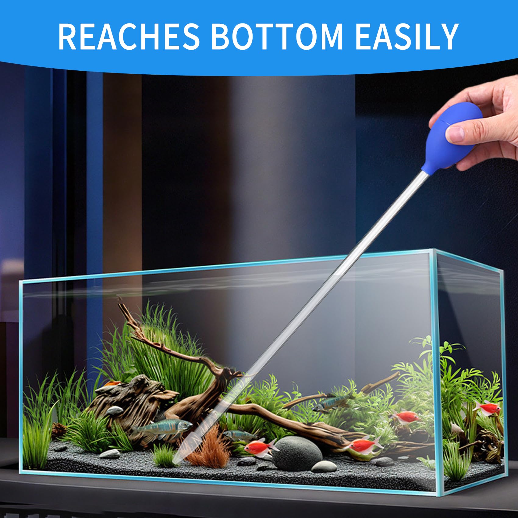 Hufopik 18.5 in Long Pipette for Fish Tank Coral Food Feeder Long Syringe Aquarium Coral Feeding Tube for Marine Fish Reef Aquatic Plant Spider Snake Lizard