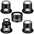 5 Pcs Jewelers Loupe Portable Monocular Magnifying Glass with 5X 10x 15x 20x 30 x 36 mm Lens Watch Eye Loops Magnifier Jewelry Experimental Repair Tool for Textile Optical Circuit Coins