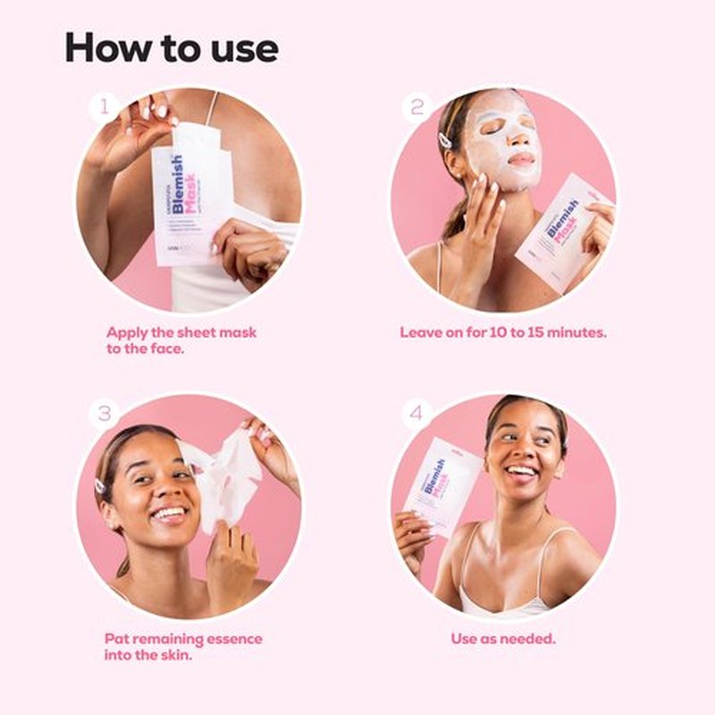 HANHOO Blemish Mask – 5 Pack Facial Sheet Masks with Tea Tree, Centella & Hyaluronic Acid, Refreshing & Hydrating Skincare, Lightweight & Soothing Korean Beauty Mask