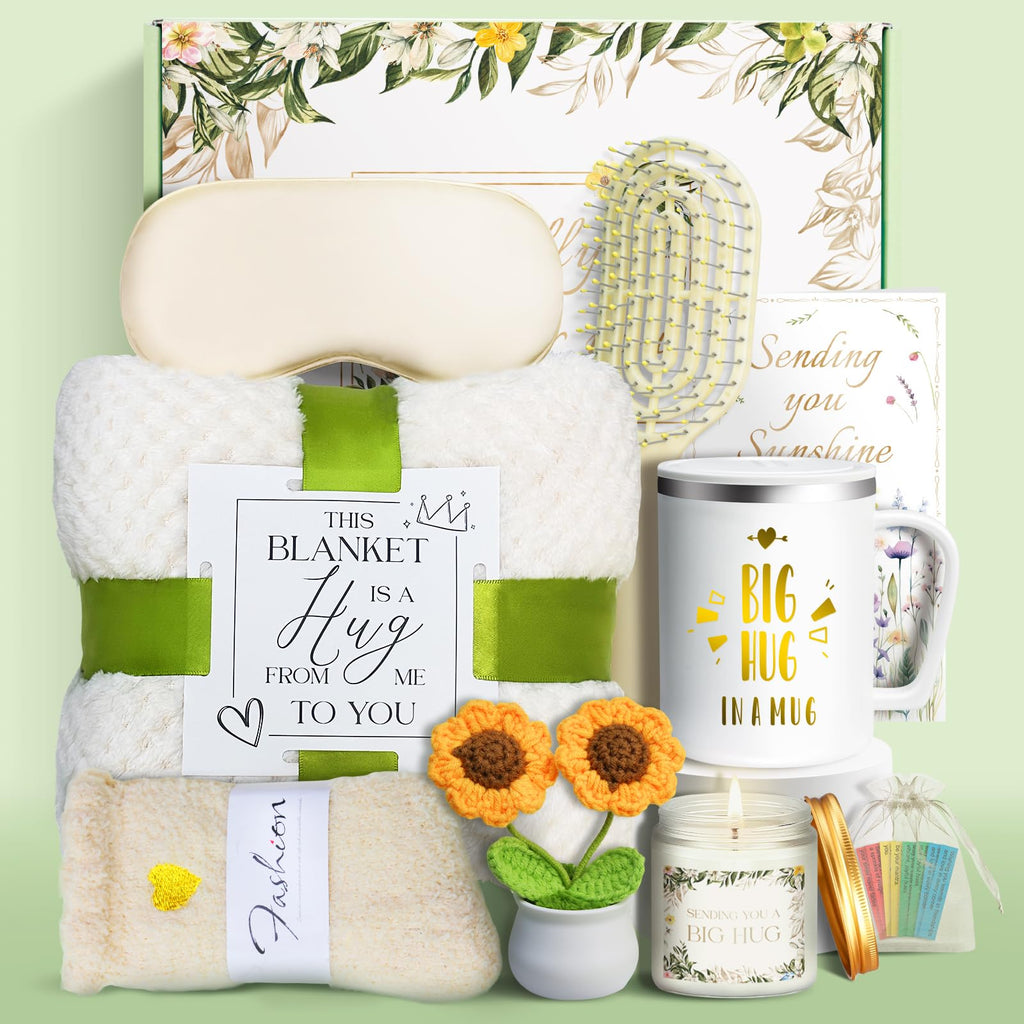 11 PCS Birthday Gifts for Women, Get Well Soon Gifts Baskets for Women Self Care Gifts, Spa Care Package After Surgery Thinking of You Sympathy Gift,Gift for Sick Friends Mom w/Blanket