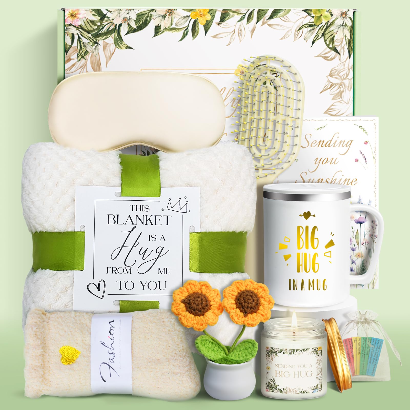 11 PCS Birthday Gifts for Women, Get Well Soon Gifts Baskets for Women Self Care Gifts, Spa Care Package After Surgery Thinking of You Sympathy Gift,Gift for Sick Friends Mom w/Blanket