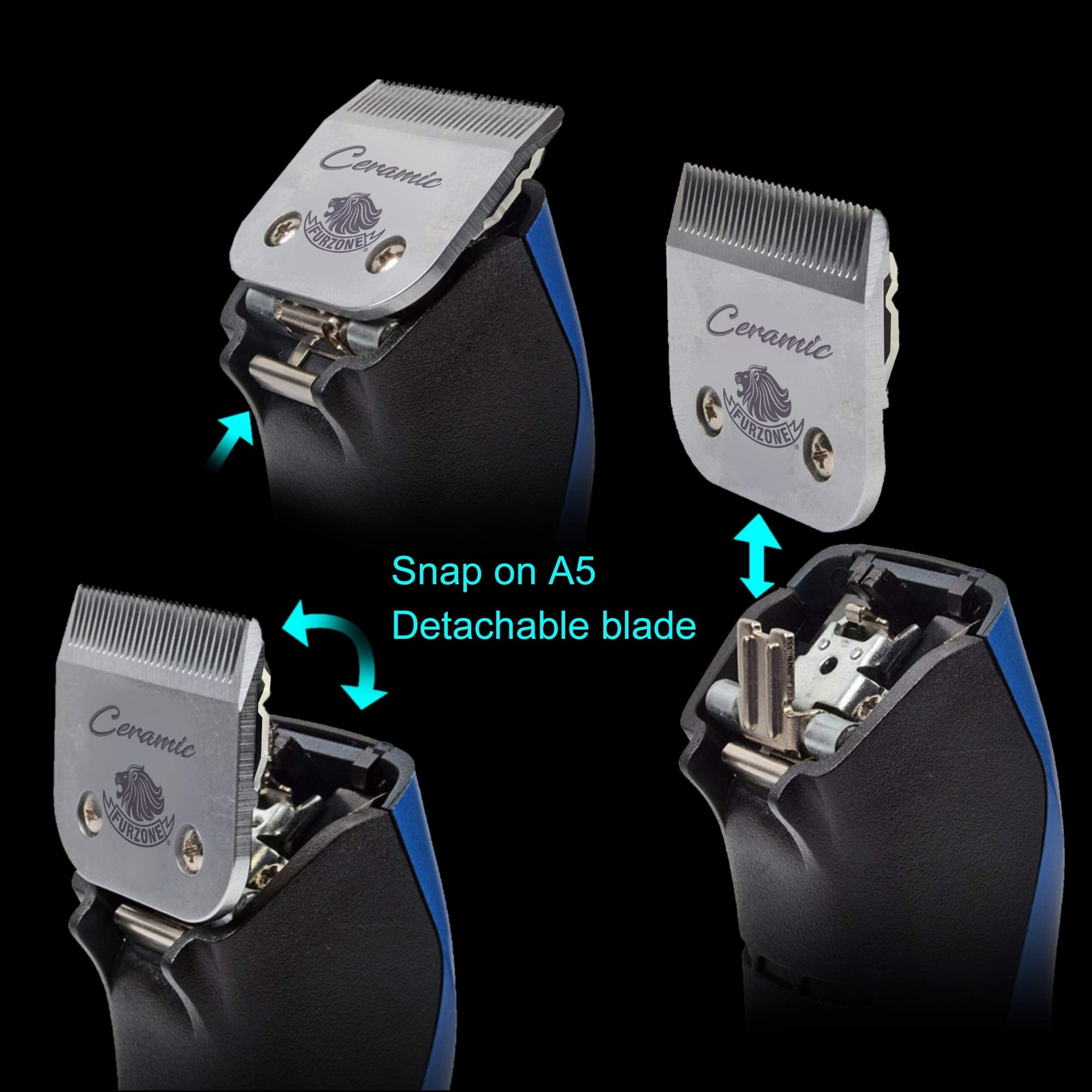 FURZONE Detachable Ceramic Blade - Size 4F Blade 3/8", Made of High-Tech Ceramic Materials, Compatible with Most Andis, Oster, Wahl A5 Clippers