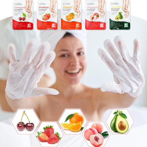 Swiffen 48 Pcs Fruits Beauty Hand Mask Bulk Hydrating Hand Moisturizing Gloves Mask for Spa Kit Skincare Gift Beauty Kits for Women