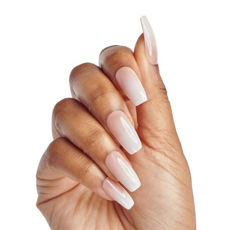 KISS Classy French Nail Manicure Kit - Coffin Shaped, Gel Finish, 28 Fake Nails & Accessories