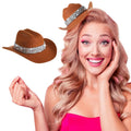 Zeyune 6 Inch Cowboy Hat Hair Clip with Rhinestones Cowgirl Mini Small Hat Clip for Disco Western Party Decoration(Coffee)