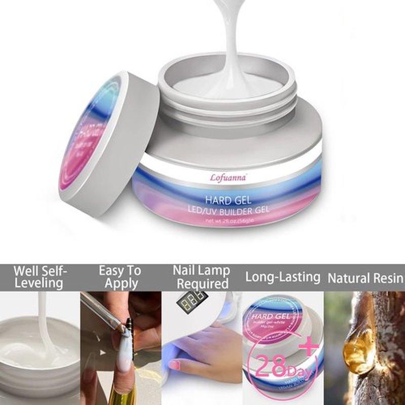 Nail Builder Gel Lofuanna 56g Led/uv White Hard/Builder Gel for Nails Self-leveling Formula Nail Gel Builder with Nail Art Brush Nail File Nail Forms Nail Strengthen Gel Nail Art Manicure Set for Strengthening Natural Nails and Sculpting Nail Extension at