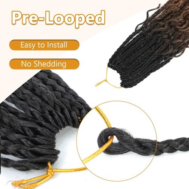 Firstcyh Hair 8 Packs Goddess Box Braids Crochet Hair for Black Women -14 Inch Crochet Braids Hair Bohomian Box Braid Crochet Hair Synthetic Braiding Hair (1B/30/27)