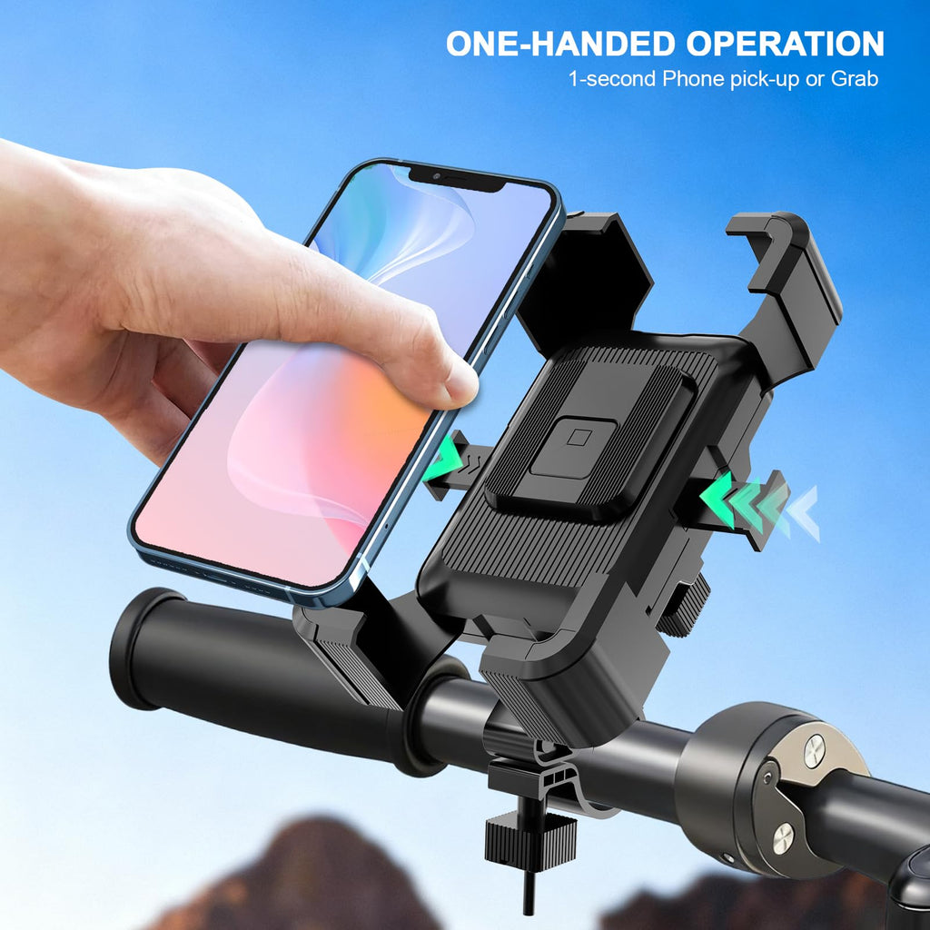 Litchigonzhu Bike Phone Mount Holder, Motorcycle Phone Mount, 3rd-Gen Anti Vibration for Scooter, E-Bicycle, Durable Phone Holder Handlebar[1s Release] Suitable for Smartphones 4.7-7.1",