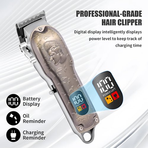 Professional Hair Clipper Set, Men's Hair Clipper, T-Shaped sideburn Trimmer, Electric Shaver,Nose Hair Trimmer,Beauty Salon kit for Hair Cutting and Shaving. (Gold)