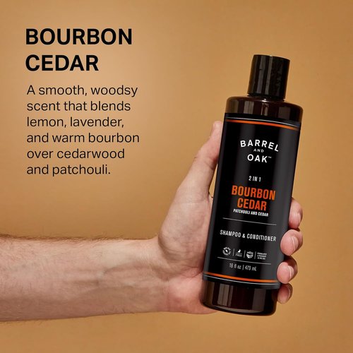 Barrel & Oak 2-in-1 Men's Shampoo & Conditioner - Cleanses Hair & Scalp, Bourbon Cedar, 16 oz
