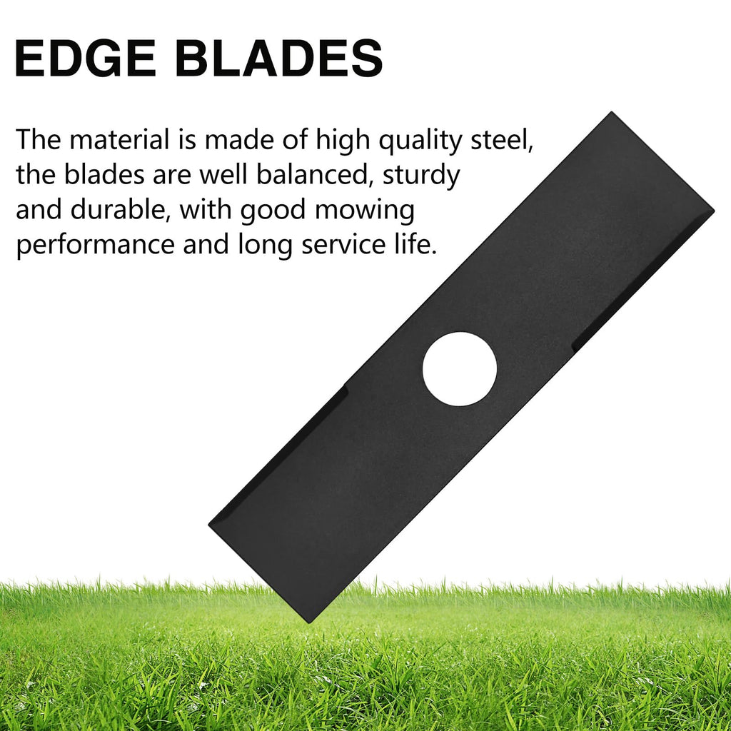 DuoMaDuoBB 3PCS Black Coated Steel Edger Blades 8 x 2 Inch with 1 Inch Center Hole Heavy Duty Reversible Lawn Trimmer Blades