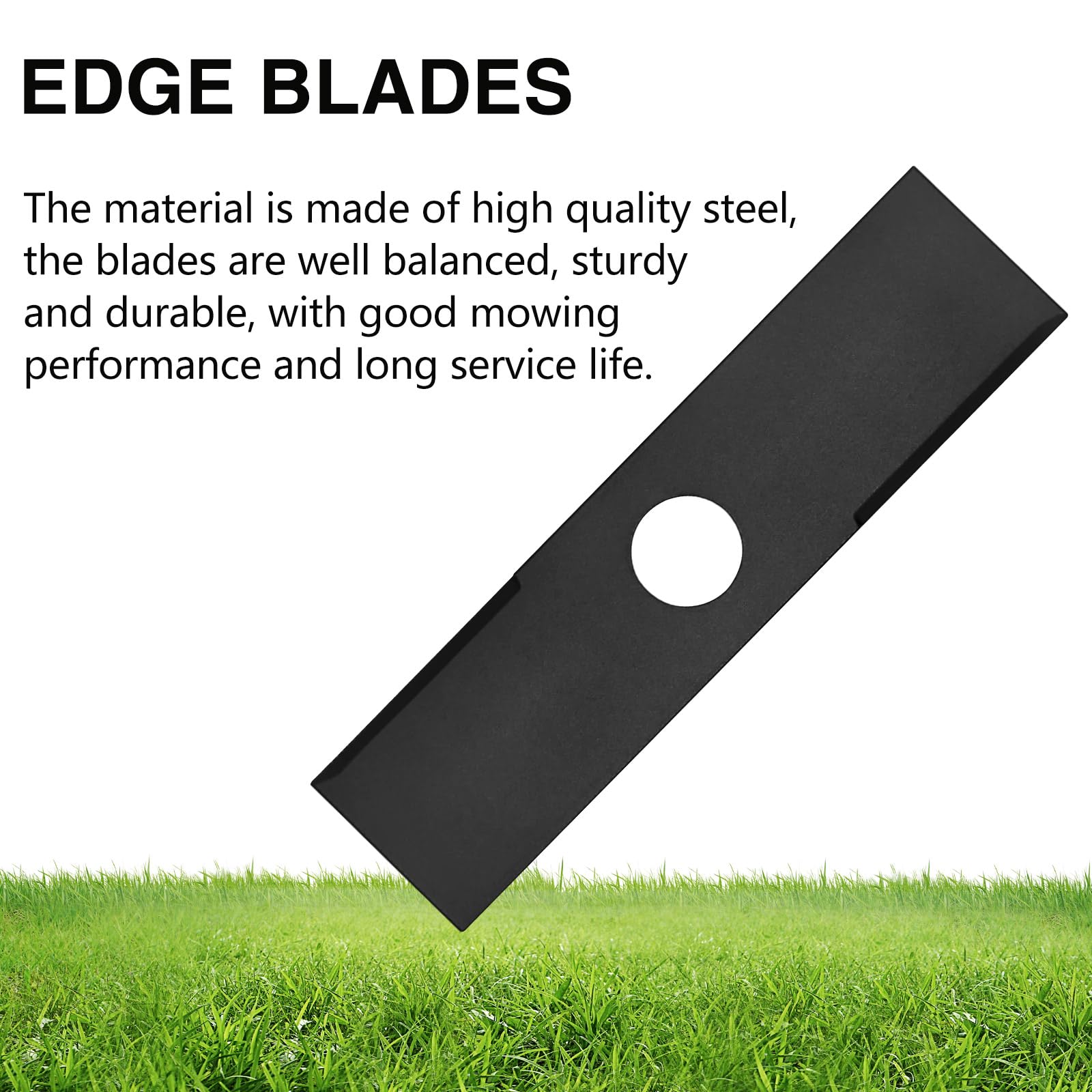 DuoMaDuoBB 3PCS Black Coated Steel Edger Blades 8 x 2 Inch with 1 Inch Center Hole Heavy Duty Reversible Lawn Trimmer Blades
