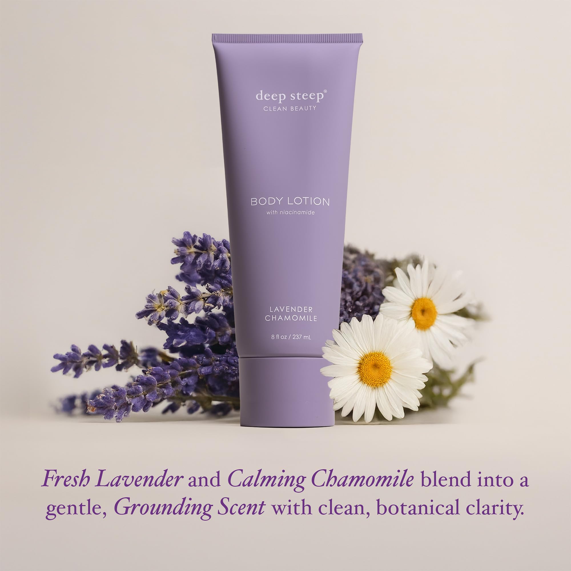 Deep Steep Body Lotion, Lavender Chamomile, 8 oz – Moisturizer with Coconut Oil, Shea Butter, Argan Oil, Aloe Vera & Niacinamide – Vegan, Clean Beauty, Daily Skin Hydration
