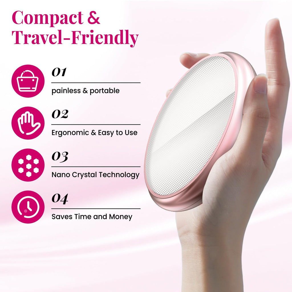 Zixsavk Crystal Hair Eraser for Women and Men, Reusable Crystal Hair Remover Magic Painless Exfoliation Hair Removal Tool, Magic Hair Eraser Device for Back Arms Legs (Grapefruit Pink)