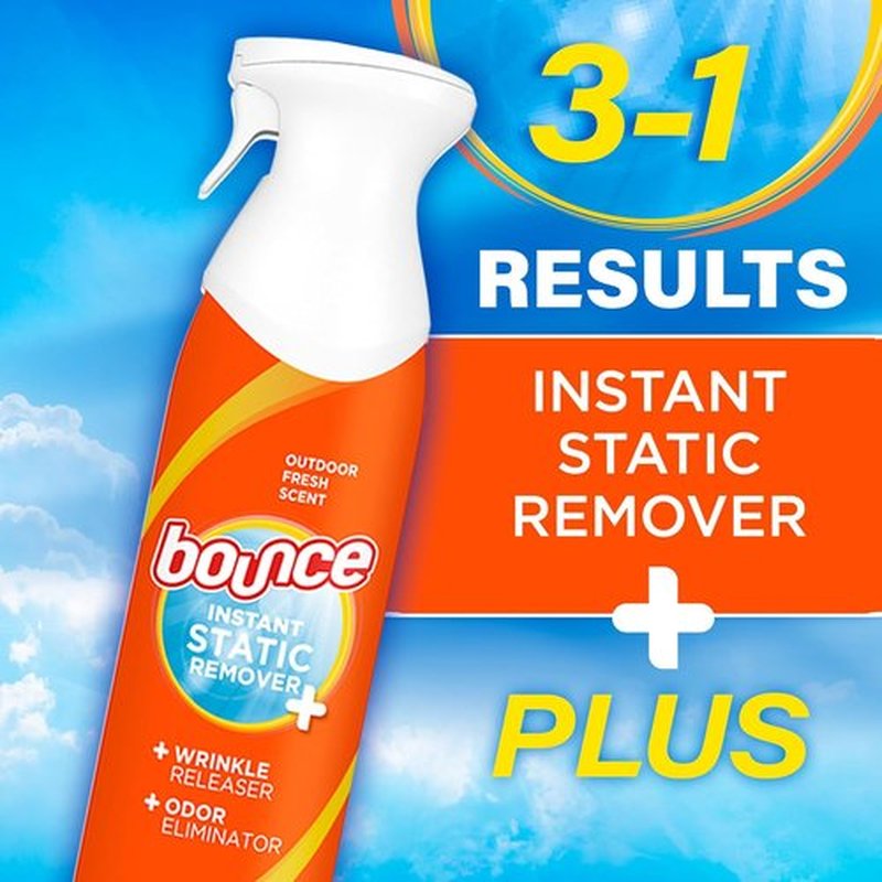 Bounce Anti-Static Spray - 3-in-1 Instant Wrinkle Release & Odor Eliminator | 9.7 Fl Oz