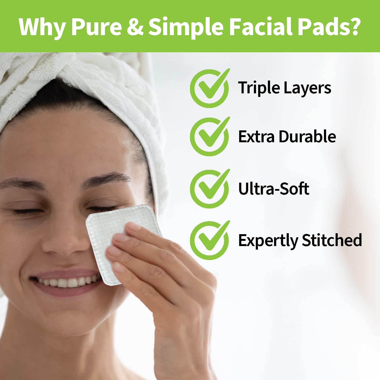 ForPro Premium Pure & Simple XL Facial Pads (360-Count), Triple Layered Ultra Soft Disposable Makeup Remover Pads, 100% Vegan & Cruelty-Free, Pack of 6-60 Cotton Squares