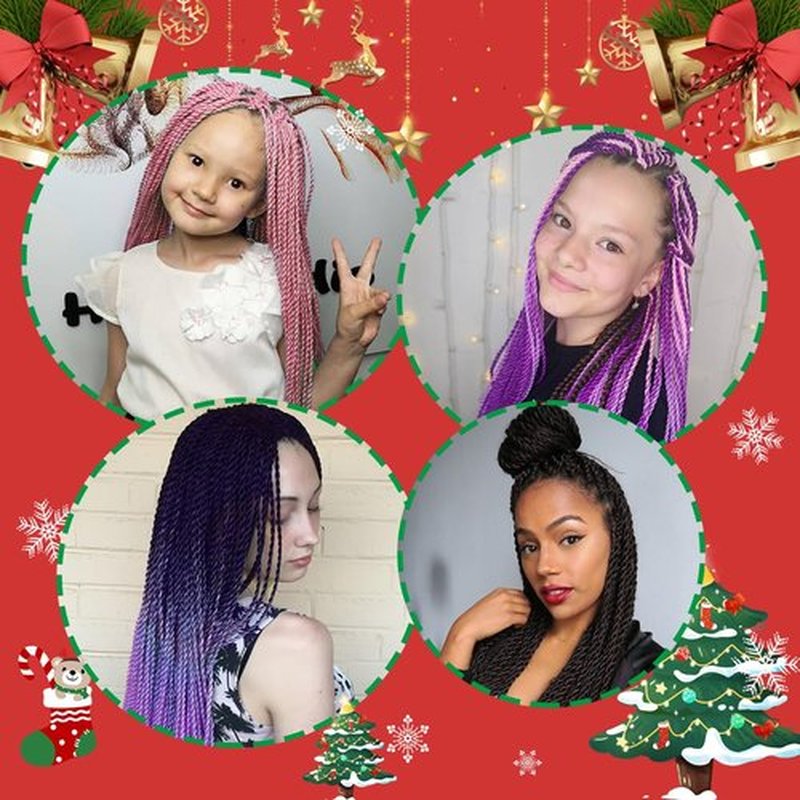 NAYOO Senegalese Twist Crochet Hair - 8 Packs 18 Inch Ombre Purple Crochet Hair For Black Women, 35 Strands/Pack Small Twist Crochet Braids Hair Hot Water Setting, Crochet Braiding Hair Straight Ends