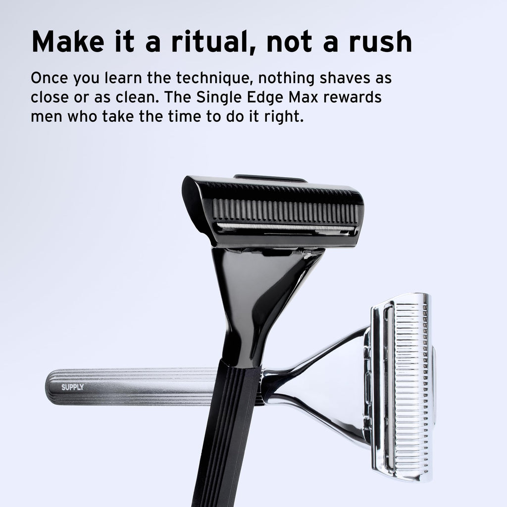 SUPPLY Single Edge Max Blade Refills for Men – Includes 8 Platinum Label Steel Replacement Blades – Crafted in Japan