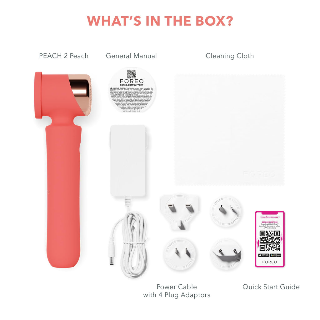 FOREO Peach 2 IPL Hair Removal Device – Quick & Gentle Hair Reduction – for Full Body & Face – Skin Cooling System – Silicone Shield - Coral