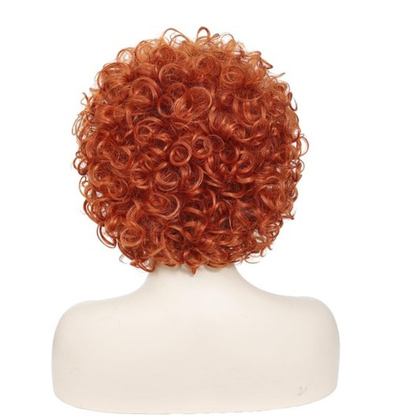 Traqur Women's short curly wig, 70s disco style afro wig, wig for Halloween cosplay and parties (Orange)