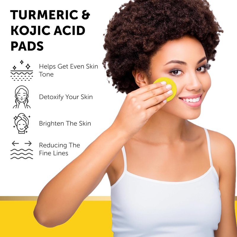 VALITIC Turmeric Kojic Acid Cleansing Pads - Exfoliating Dark Spot Remover with Vitamin C & Retinol - 60 Count