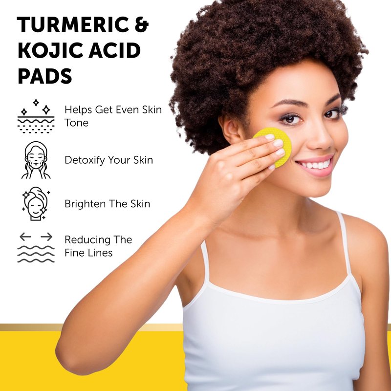 VALITIC Turmeric Kojic Acid Cleansing Pads - Exfoliating Dark Spot Remover for Face with Vitamin C, Alpha Arbutin, Niacinamide and Retinol - Kojic Acid And Turmeric Cleansing Pads - 60 Units