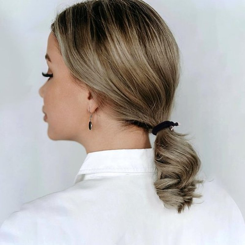 Pndeyo 15pcs Black Knotted Hair Ties, Elastic Knot Hair Bands Ponytail Holders, Non-Slip Hair Rope Bracelets for Thin Thick Wavy Curly Straight Long Short Hair