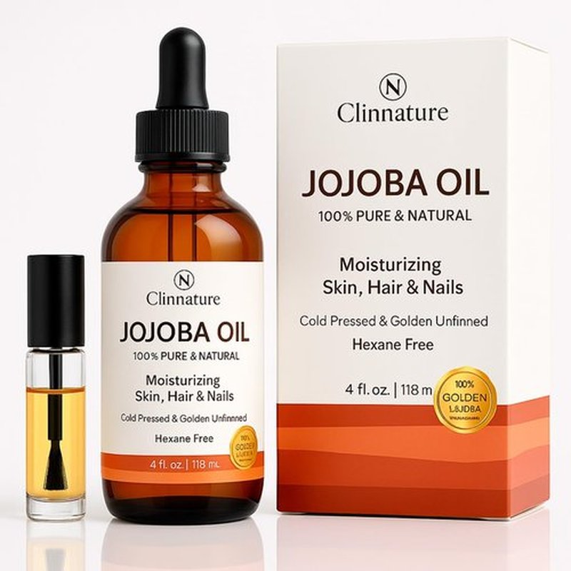 Clinnature Jojoba Oil for Nails & Cuticles – 100% Pure & Cold-Pressed Nail Oil for Stronger, Healthier Nails – Deep Cuticle Moisturizer for Dry, Cracked Skin – Hexane-Free, Fast Absorbing
