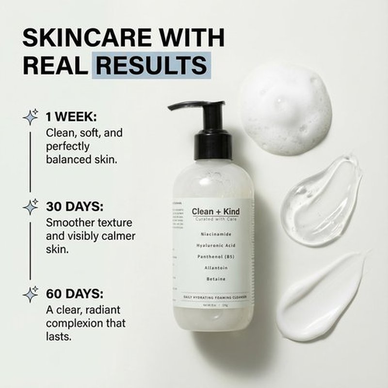 Daily Facial Cleanser for Sensitive Skin – Gentle Non Stripping Face Wash with Niacinamide & Hyaluronic Acid – Removes Makeup, SPF & Oil While Supporting Skin Barrier