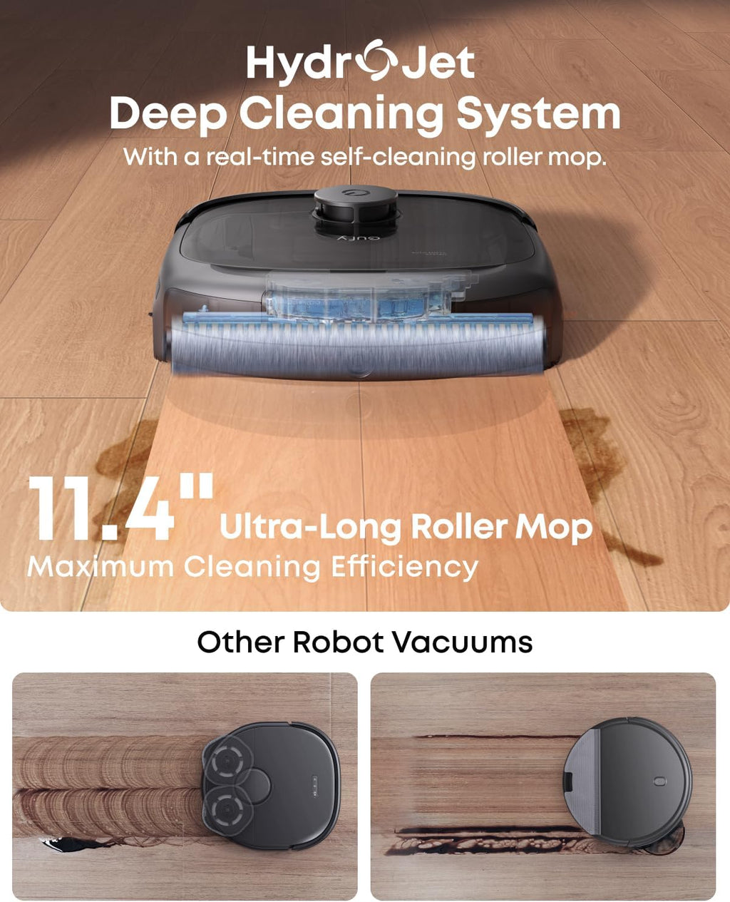 Eufy Robot Vacuum E25 - 20,000 Pa Suction & HydroJet Mop Combo | Edge-to-Corner Cleaning, AI Obstacle Avoidance