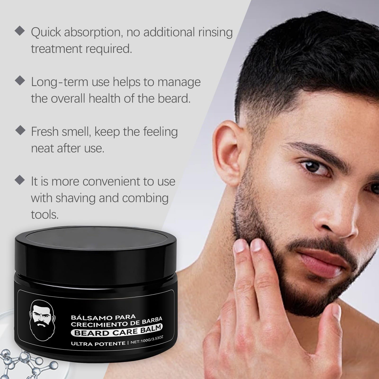 CHHQLZS Estimulante Para Barba, Apolo Cosmetics Para Barba, Ultra Potente Bálsamo de Crecimiento, New De Barba, Stimulating Beard Moisturizes & Strengthens Facial Hair for Men, 100ml / 3.5oz