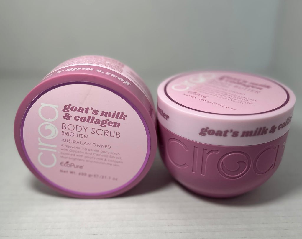 Goats Milk & Collagen Body Scrub & Body Butter To Brighten And Nourish Skin (Duo Set) 21.1 Oz Each