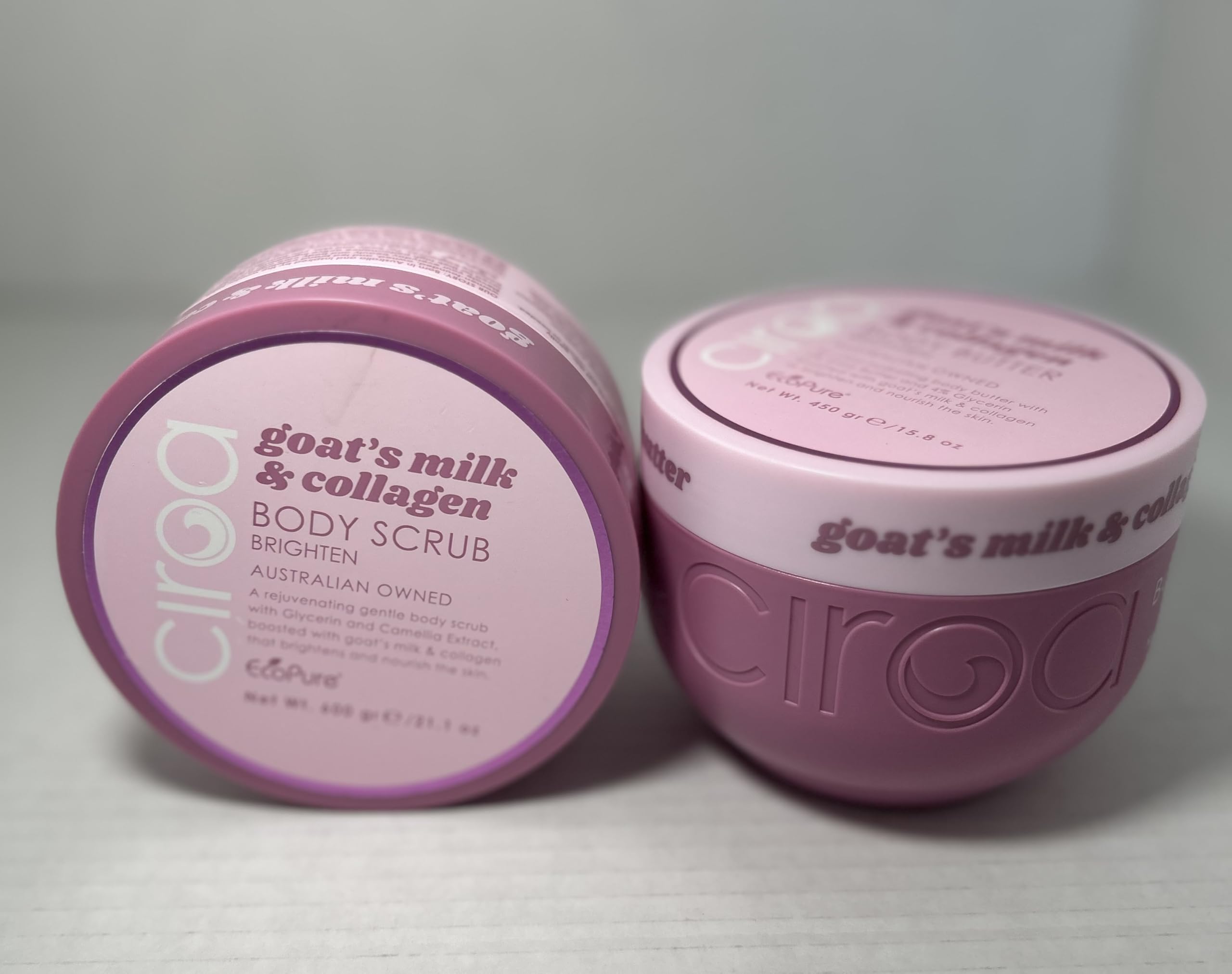 Goats Milk & Collagen Body Scrub & Body Butter To Brighten And Nourish Skin (Duo Set) 21.1 Oz Each