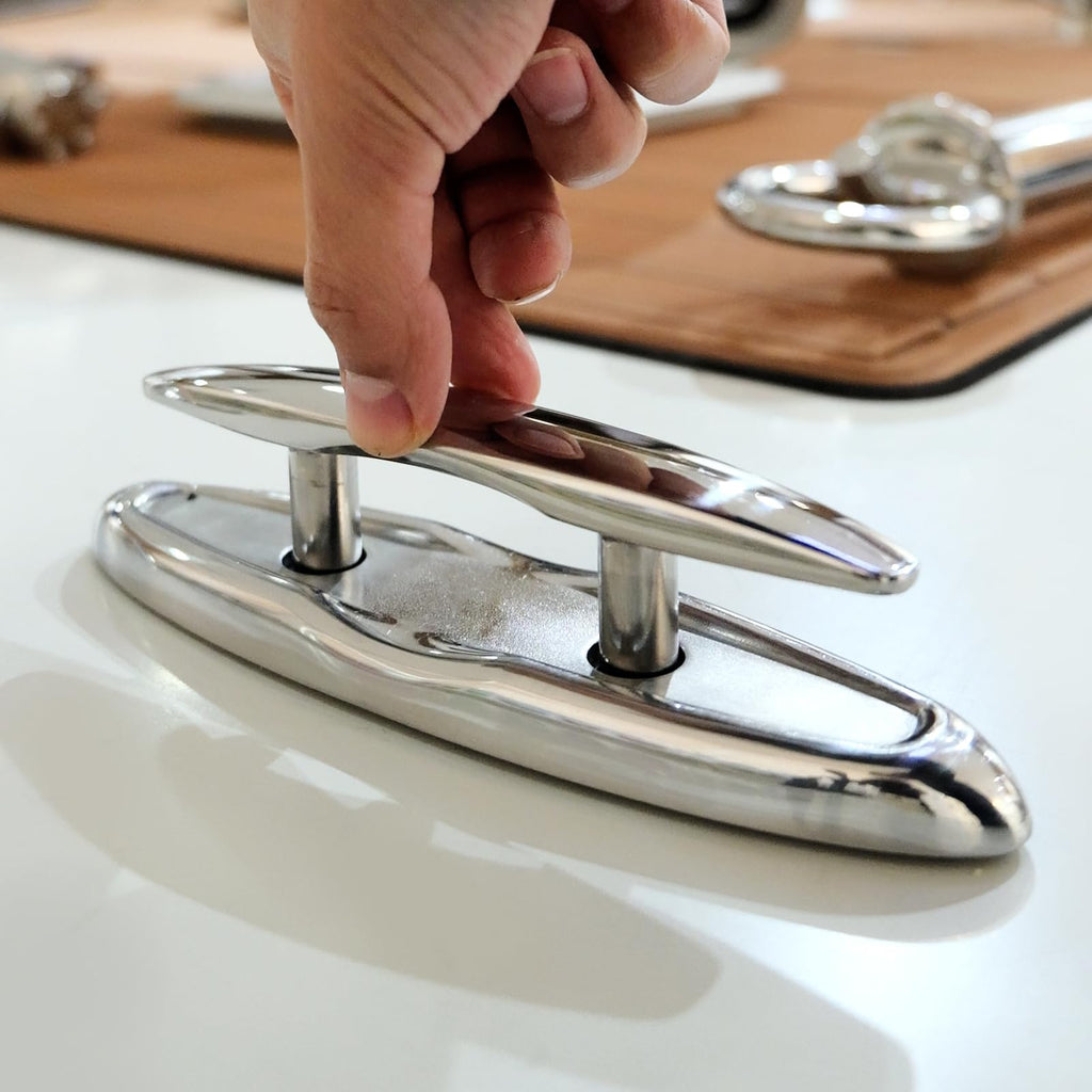Boat Cleats 316 Stainless Steel 6 Inch Flush Mount Retractable Dock Cleats Smooth Silent Damped Design Heavy Duty Marine Cleat Corrosion Resistant for Boats and Docks