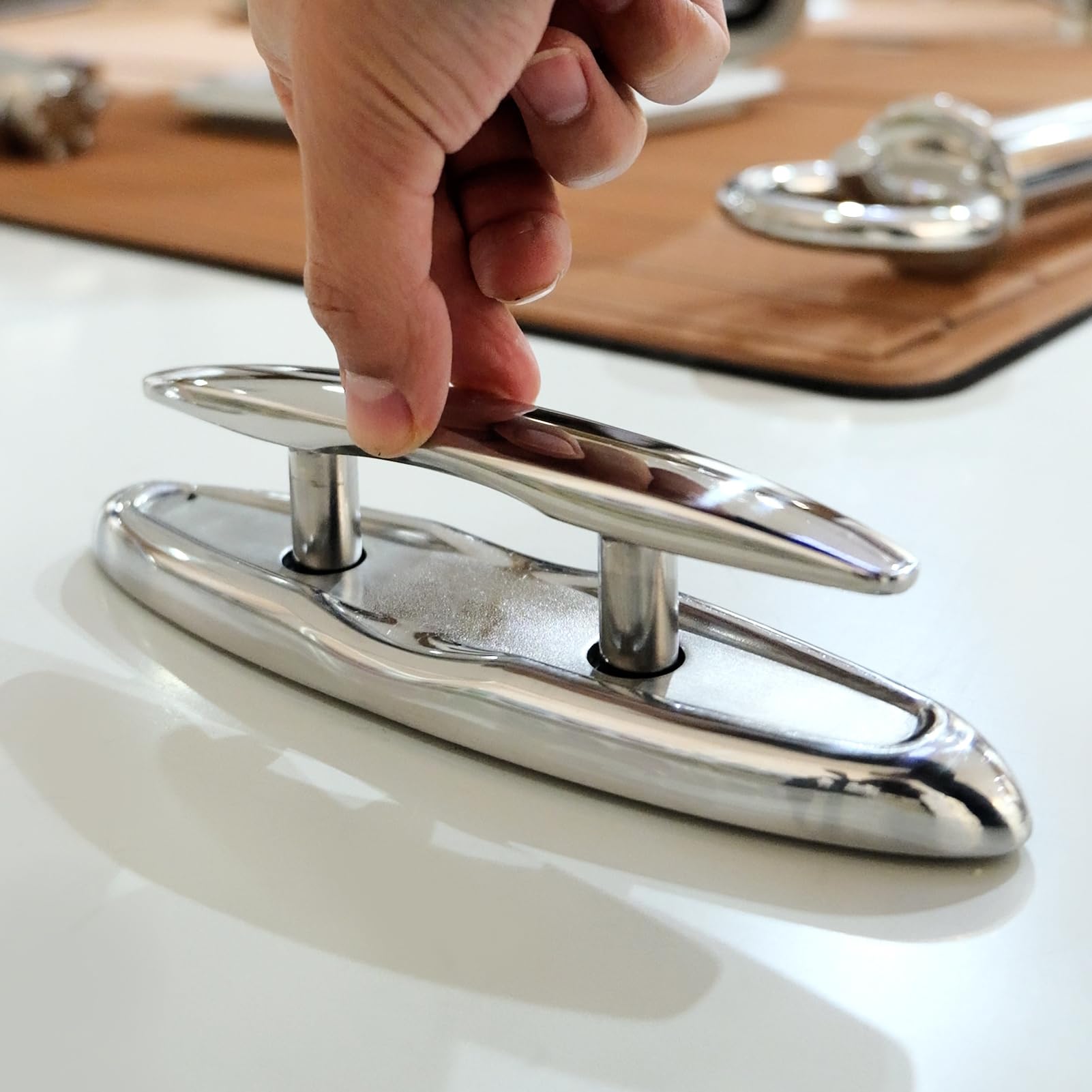 Boat Cleats 316 Stainless Steel 6 Inch Flush Mount Retractable Dock Cleats Smooth Silent Damped Design Heavy Duty Marine Cleat Corrosion Resistant for Boats and Docks