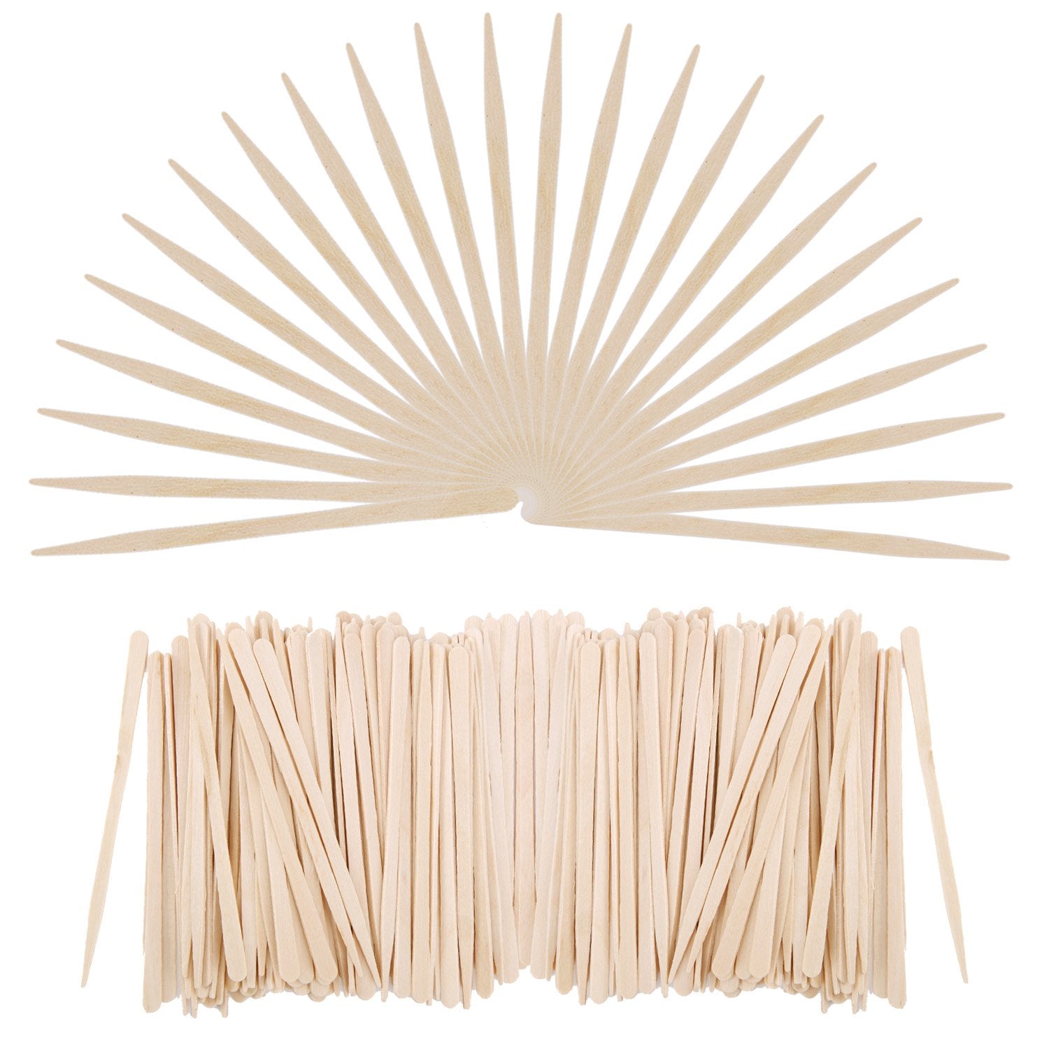 Senkary 500 Pieces Wooden Wax Sticks Waxing Spatula Applicators Wood Craft Sticks for Body Eyebrow Legs Face Hair Removal (Small and Large)
