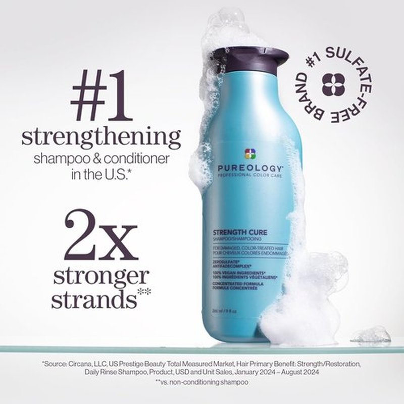 Pureology Pure Treats Strength Cure Mini Kit - Sulfate-Free Repairing Shampoo & Conditioner Set for Damaged Hair