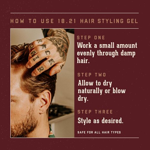 18.21 Man Made Hair Styling Gel - Weightless All-Day Flexible Hold, 3oz | Original Sweet Tobacco Scent