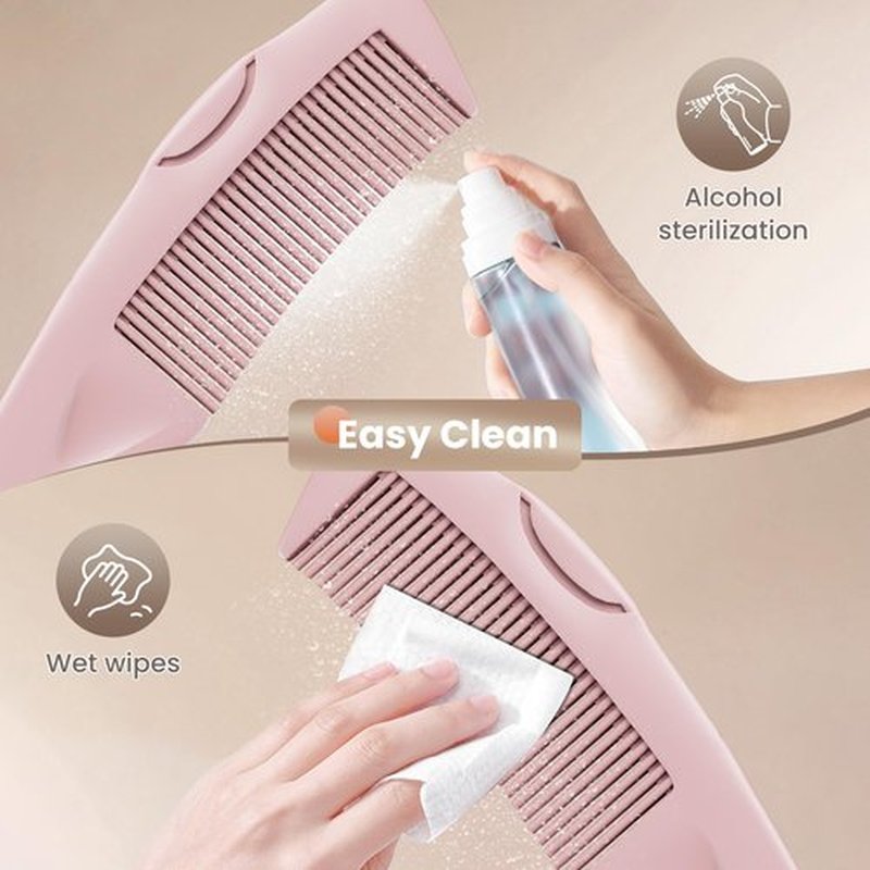 2PC Dandruff Comb Fine Tooth Scalp Detox Comb Lice Stainless Steel Scalp Detoxing Hair Brush Tool Hair Care for Women, Men & Kids (Pink)